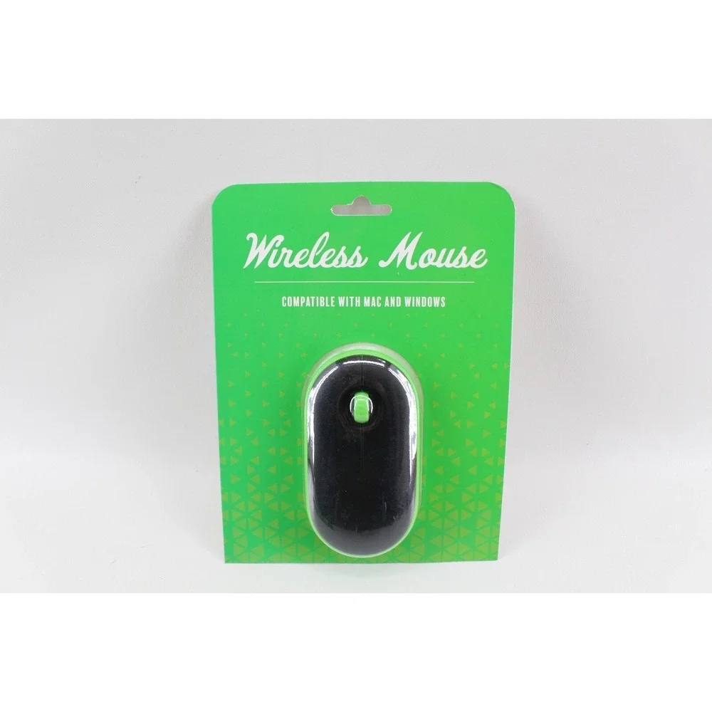 New Orbit Innovations Wireless Mouse w/ Scroll Wheel Compatible Mac/PC Green/Blk